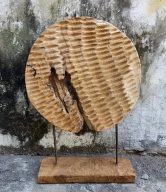 TEAK ROUND RUSTIC ON STAND 50 CM | ST-10