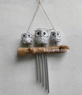 WIND CHIMES 3 BIRDS OWL WHITE WASH (MOQ:10pcs) | ERA-210