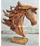 TEAK HORSE HEAD WITH BASE 75 CM | 10844