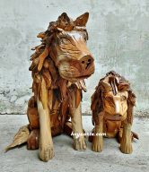WOODEN LION STATUE 50 CM | 10846