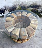 TEAK ROUNDED OPEN SIDE TABLE 50 CM | 11246