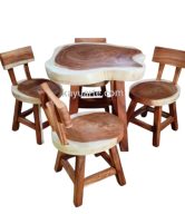 SET OF LIVE EDGE ROUND TABLE ᴓ90 CM WITH FOUR LEGS | 22603