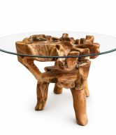 TEAK ROUND DINING TABLE WITH SHELF ᴓ100CM | 11250