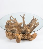 TEAK CEKREK COFFEE TABLE WITH GLASS | 12304